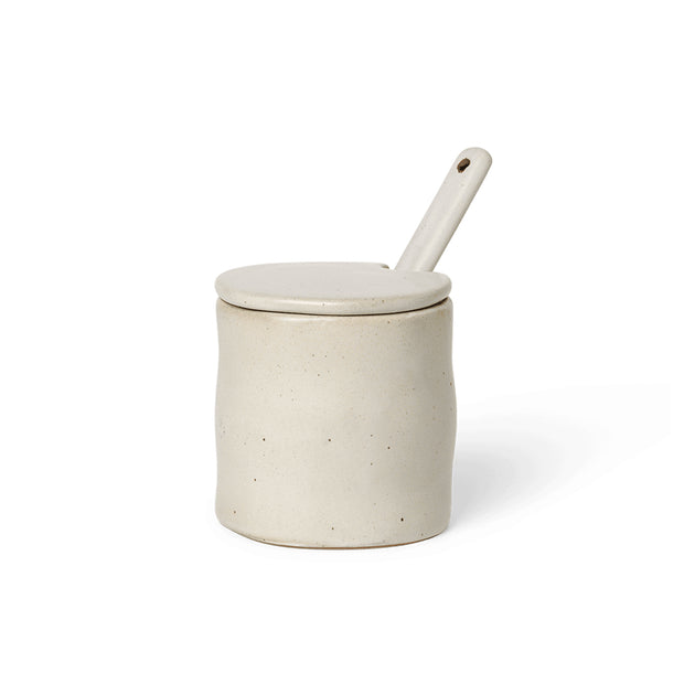 Flow Jar with spoon - Off-white Speckle