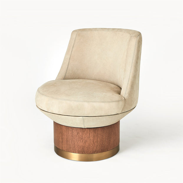 Brado Round Swivel Chair - Burlap Leather