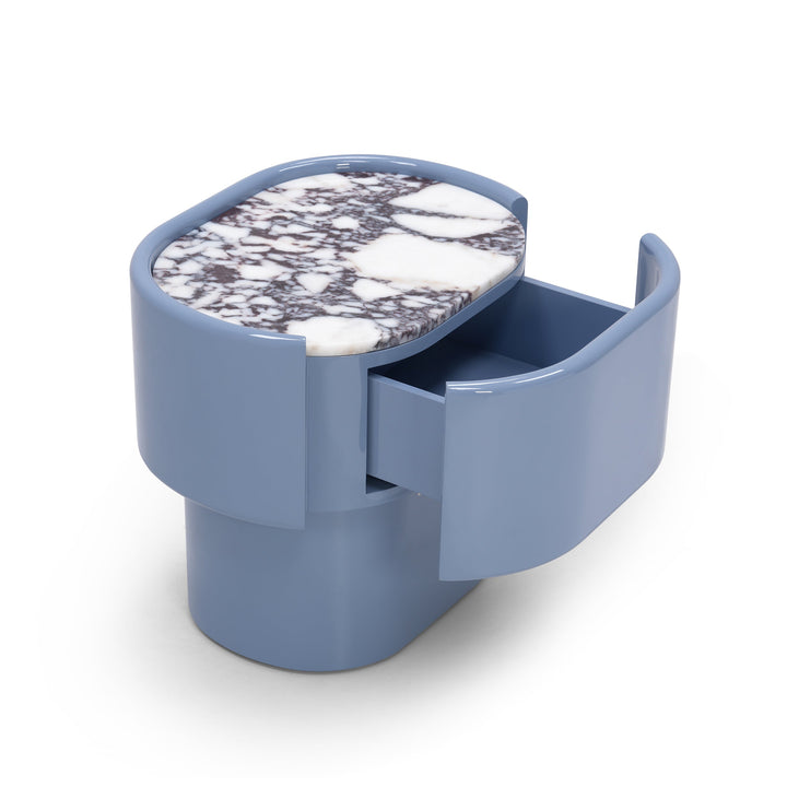 Maris End Table - Misty Blue / Calacatta Viola