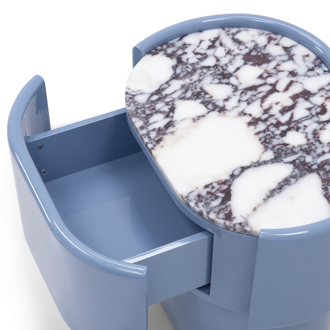 Maris End Table - Misty Blue / Calacatta Viola
