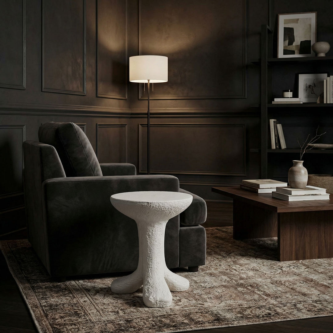 Presley Side Table, White Fiber Cement