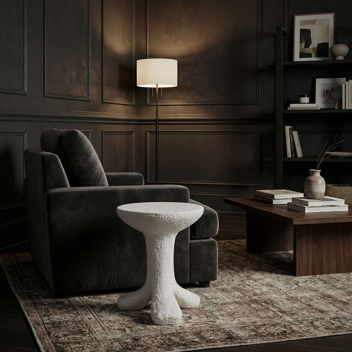 Presley Side Table, White Fiber Cement
