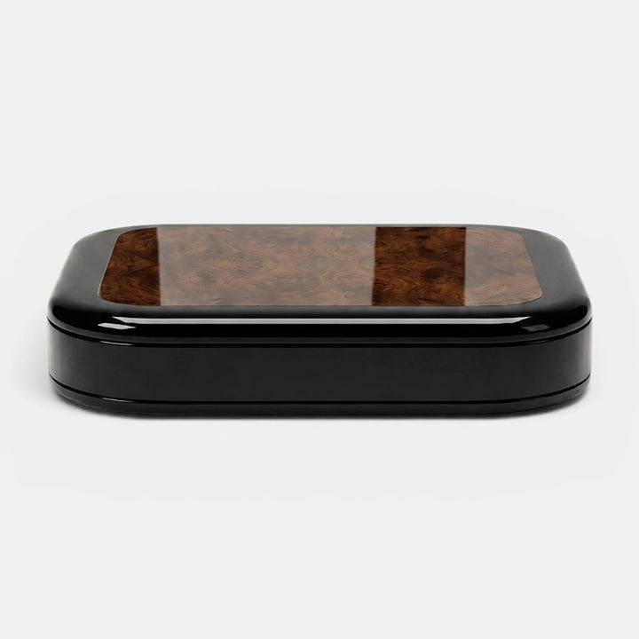 Abi Black Lacquered and Burl Wood Coffee Table