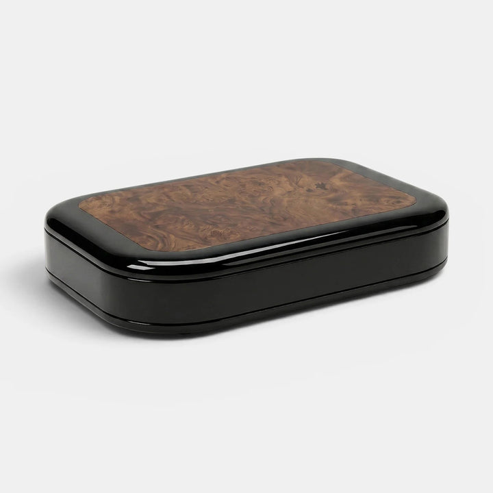 Abi Black Lacquered and Burl Wood Coffee Table