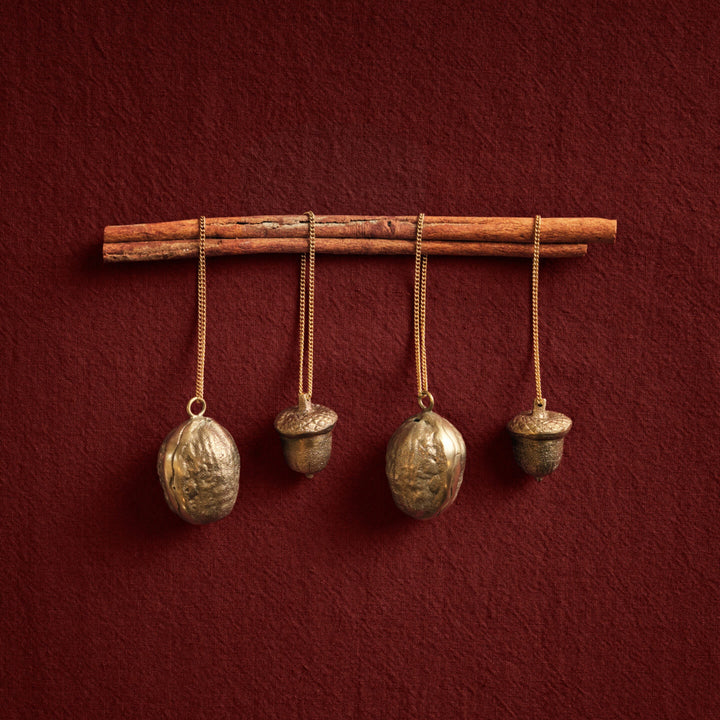 Walnut Ornaments - Set of 2 - Brass
