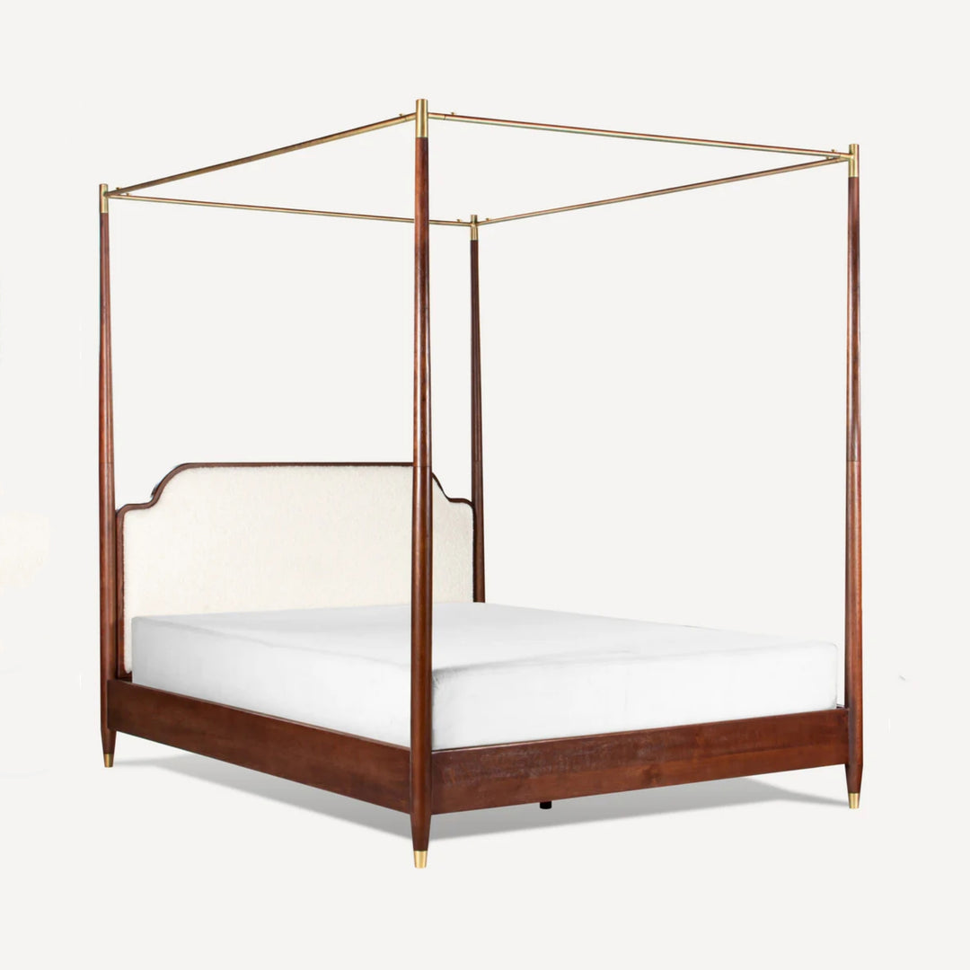 Alondra Upholstered Solid Oak Canopy Bed