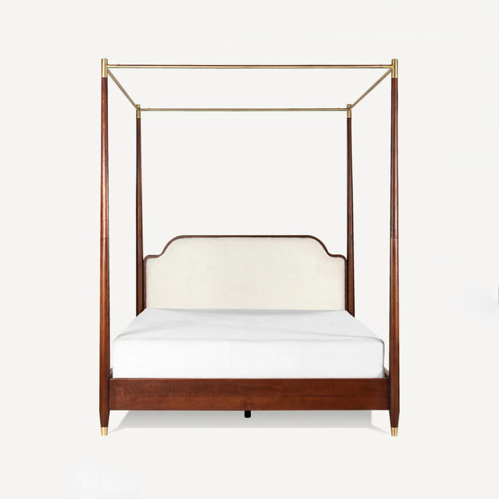 Alondra Upholstered Solid Oak Canopy Bed