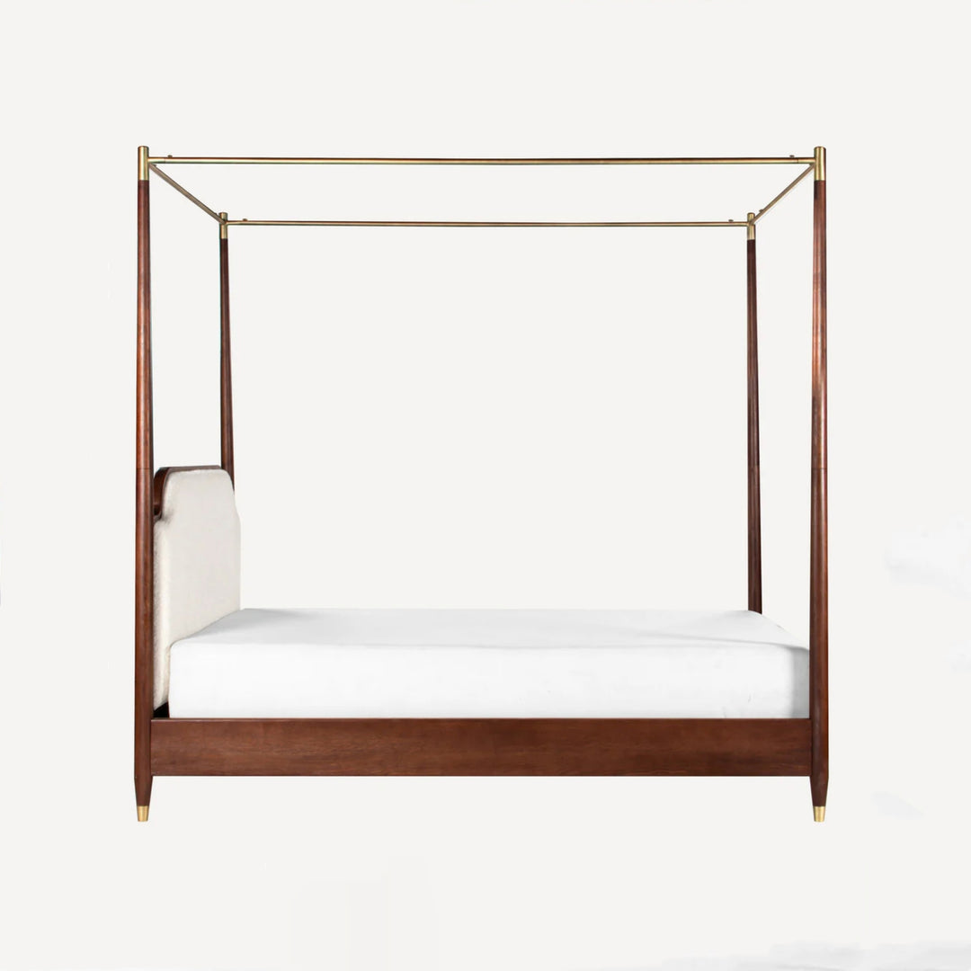 Alondra Upholstered Solid Oak Canopy Bed