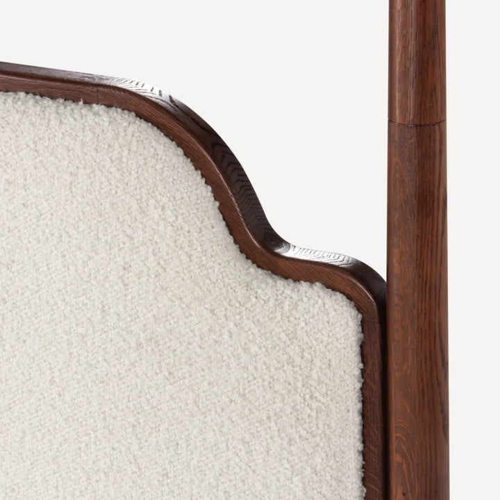Alondra Upholstered Solid Oak Canopy Bed
