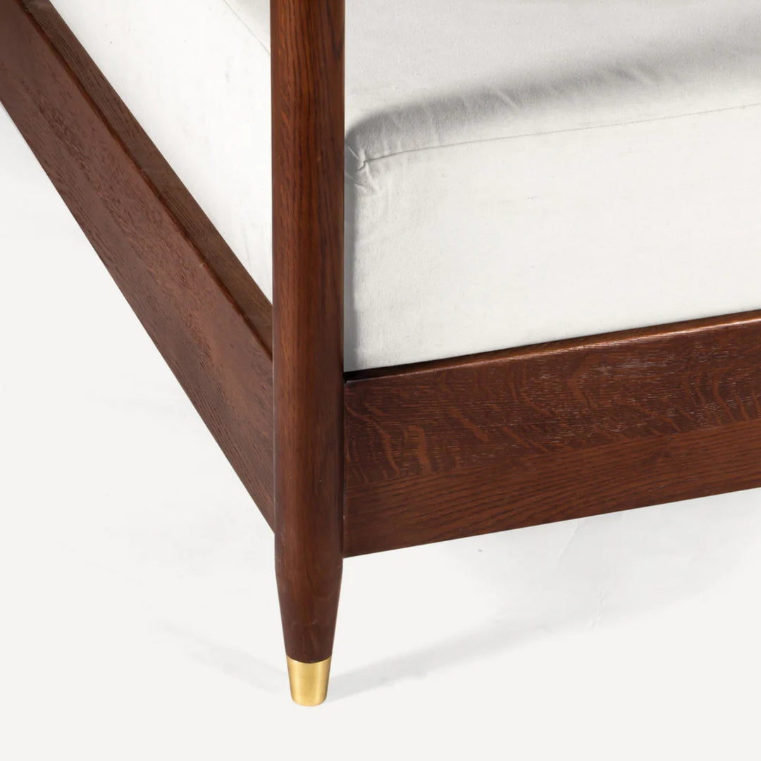 Alondra Upholstered Solid Oak Canopy Bed