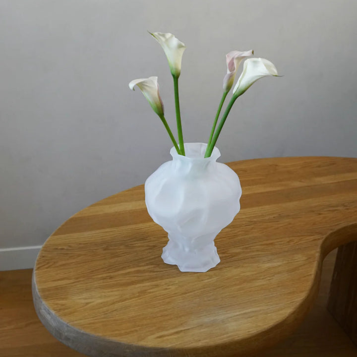 Ammonit Vase - White Frosted