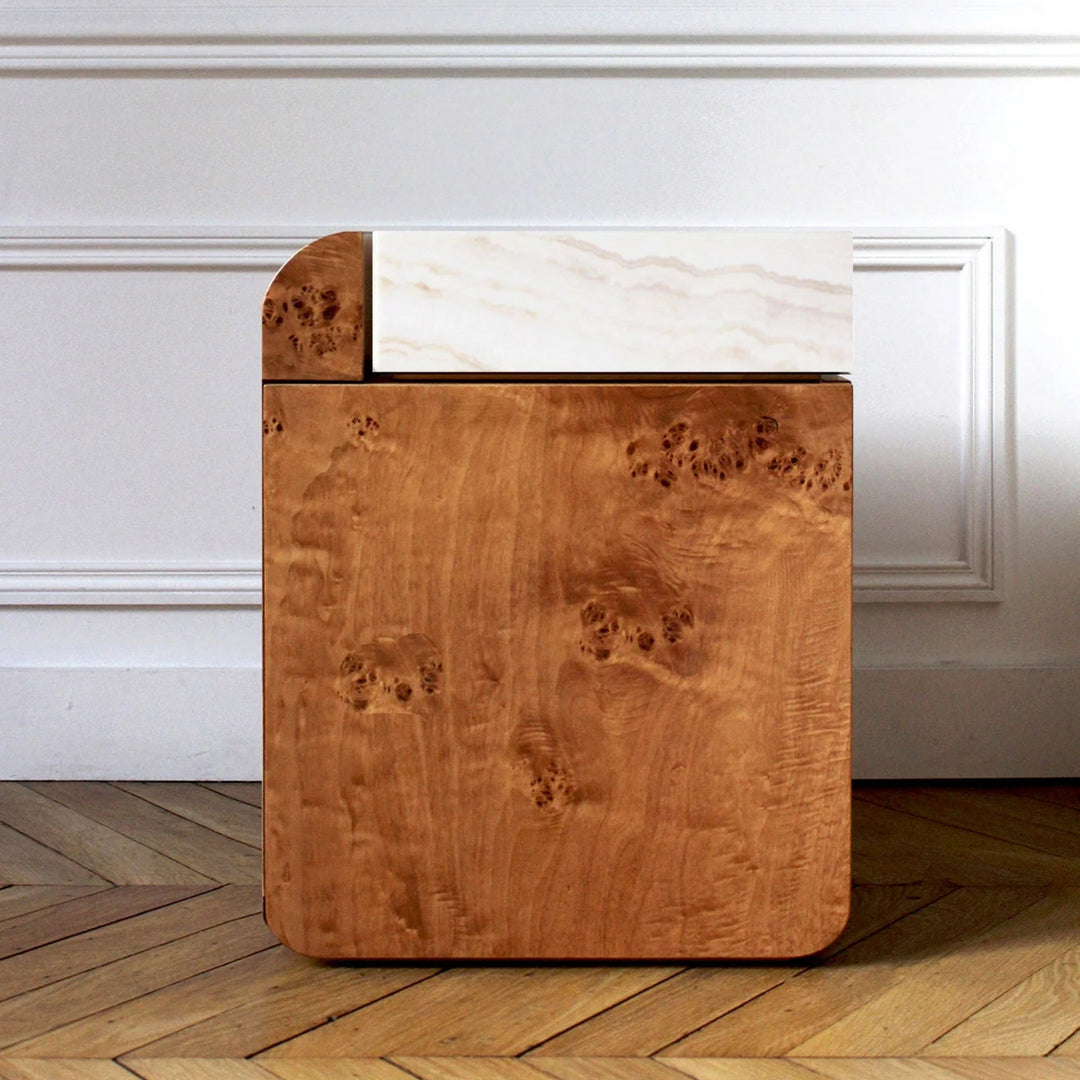 Amo Burl Wood Storage Table