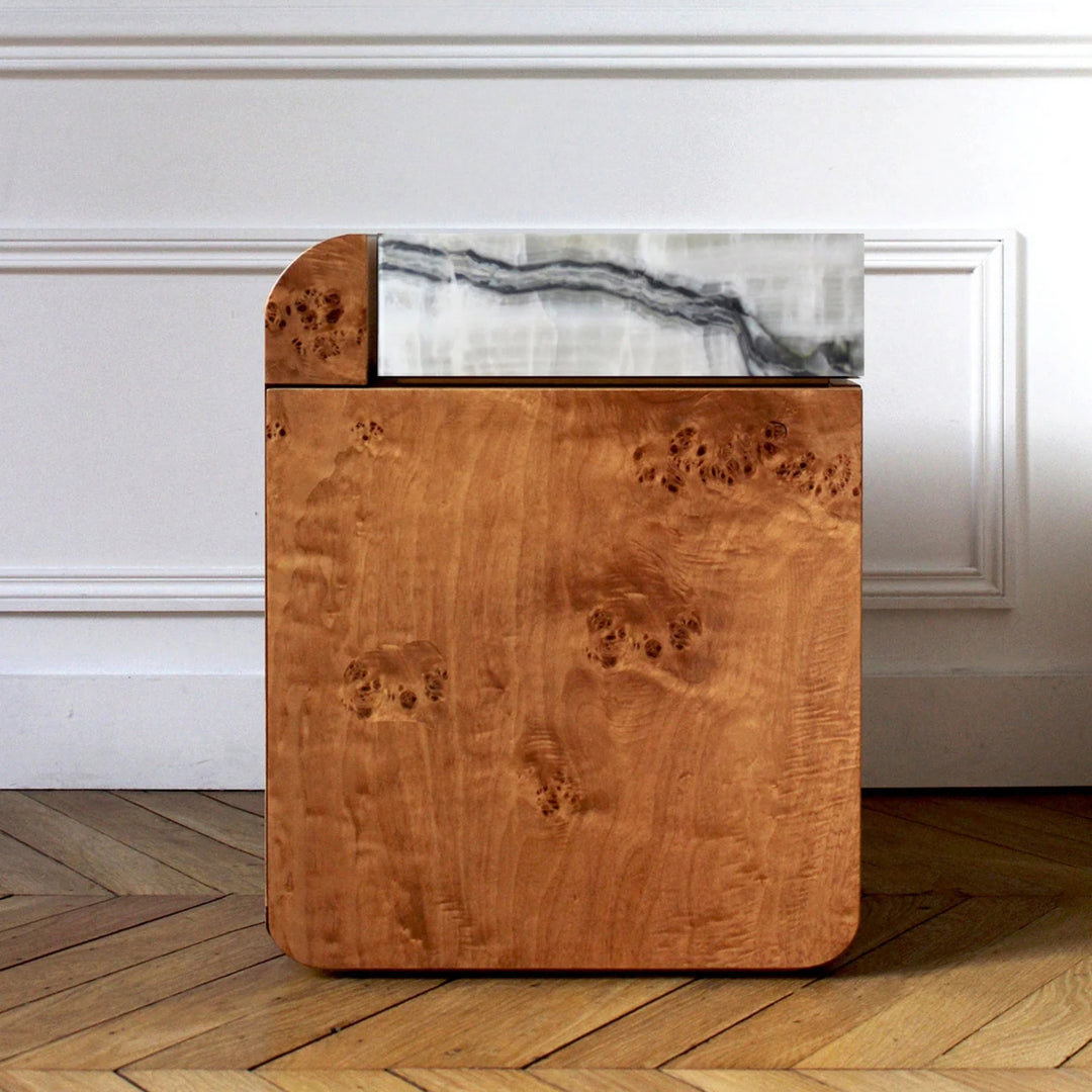 Amo Burl Wood Storage Table