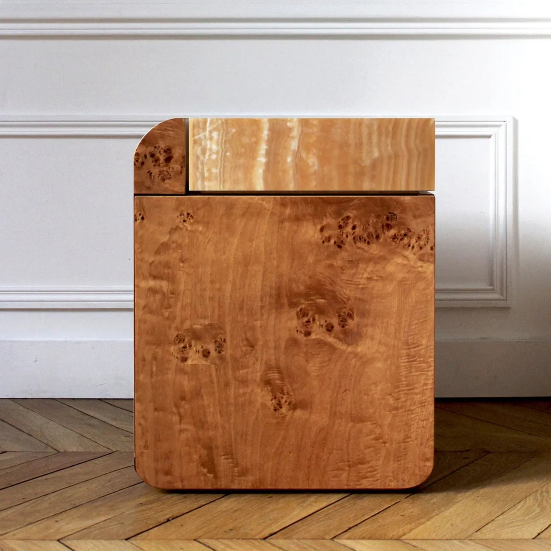 Amo Burl Wood Storage Table
