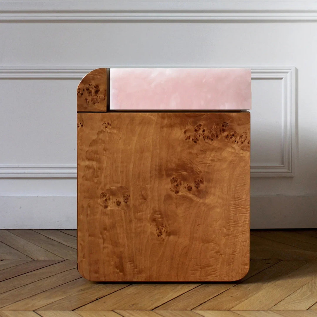 Amo Burl Wood Storage Table