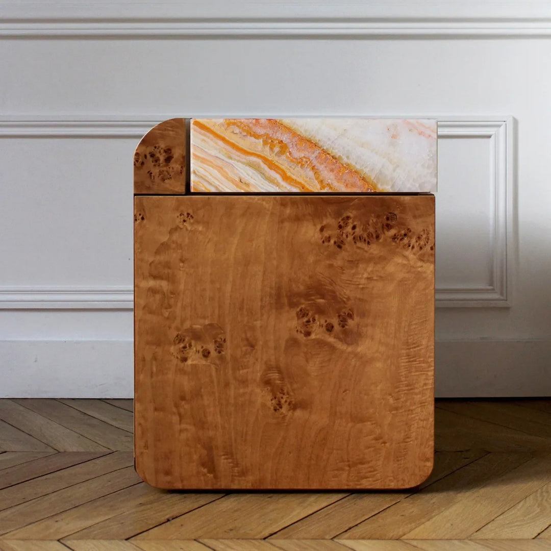 Amo Burl Wood Storage Table