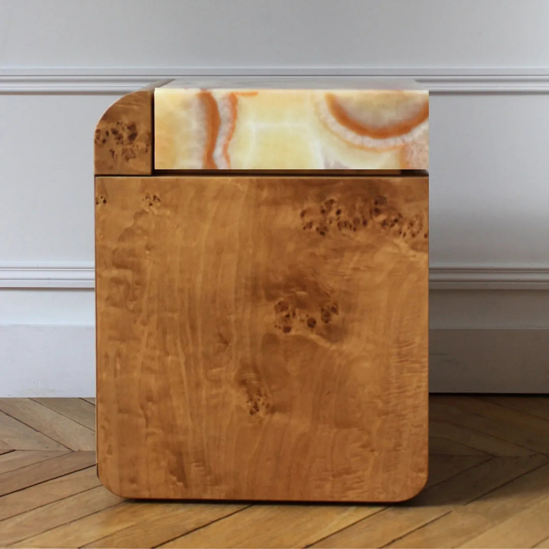 Amo Burl Wood Storage Table