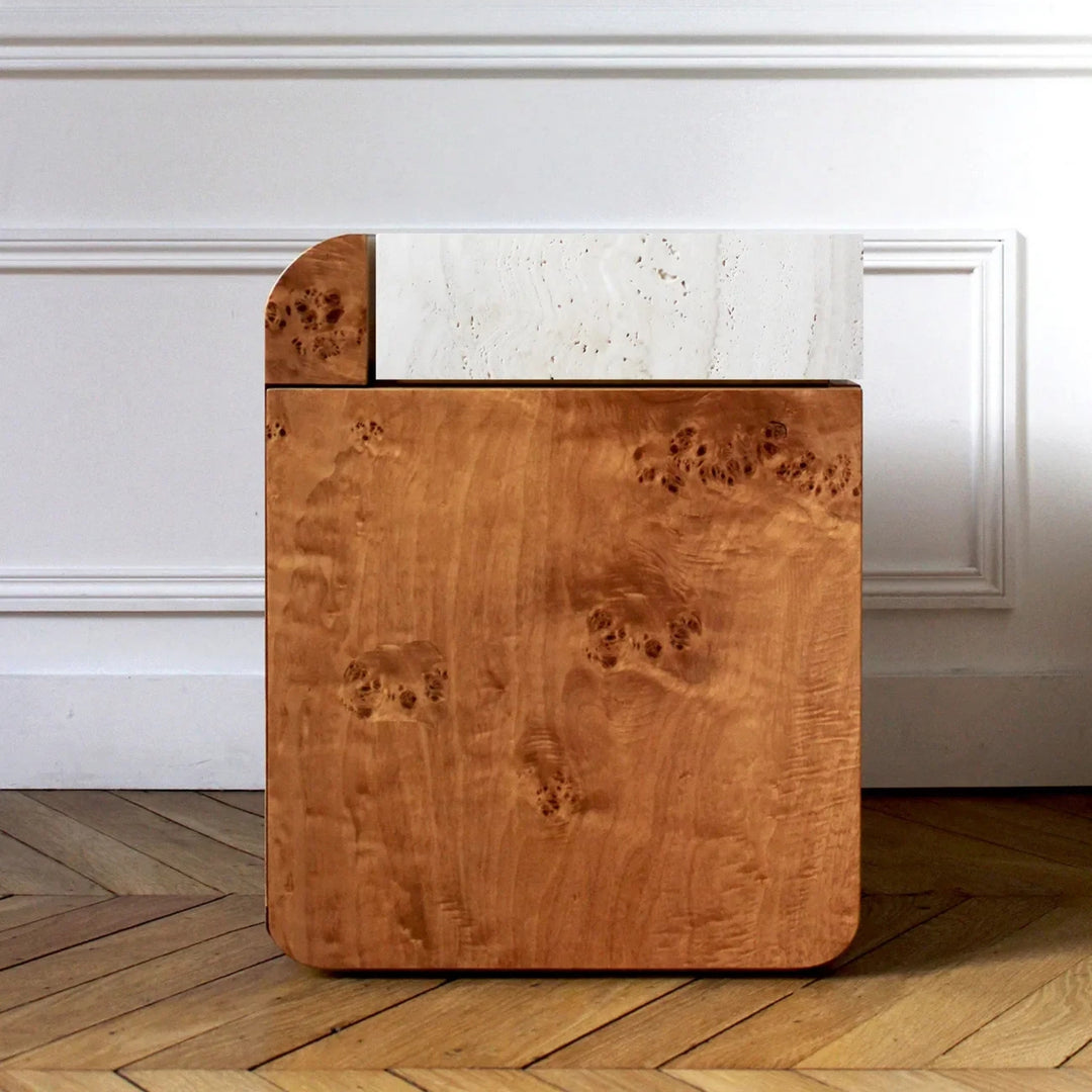 Amo Burl Wood Storage Table