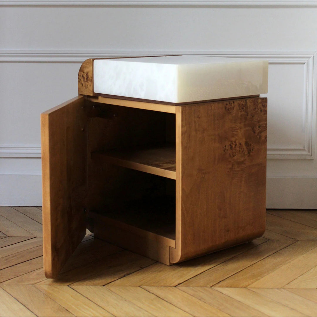 Amo Burl Wood Storage Table