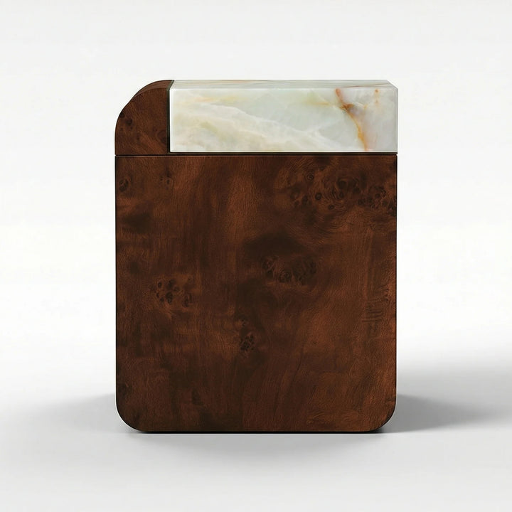 Amo Dark Burl Wood and Onyx Storage Table