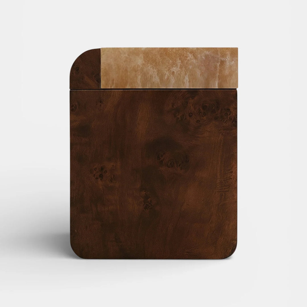 Amo Dark Burl Wood and Onyx Storage Table