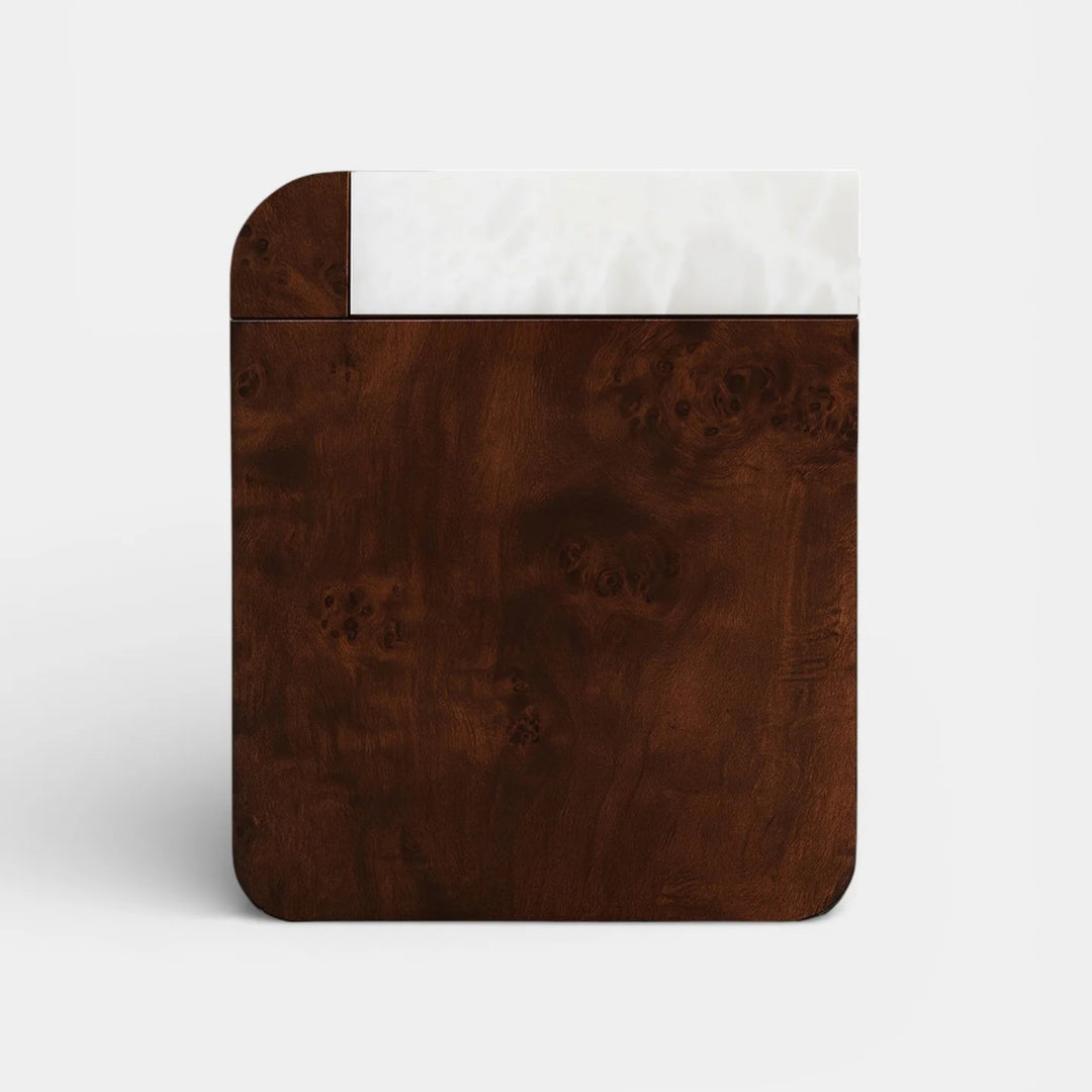 Amo Dark Burl Wood and Onyx Storage Table