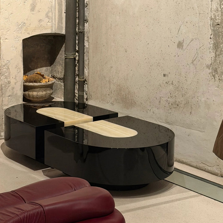 Baci Capsule Black and Ivory Onyx Coffee Table