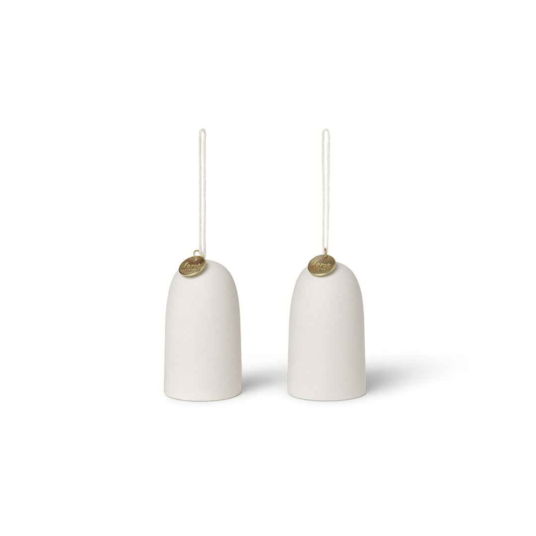 Bell Ceramic Ornaments - Set of 2 - Off-White