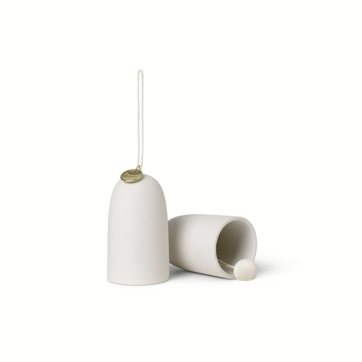 Bell Ceramic Ornaments - Set of 2 - Off-White