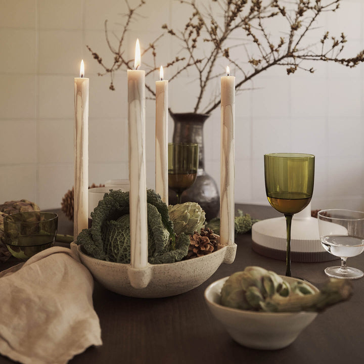 Bowl Candle Holder, Large, Light Grey