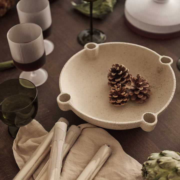 Bowl Candle Holder, Large, Light Grey