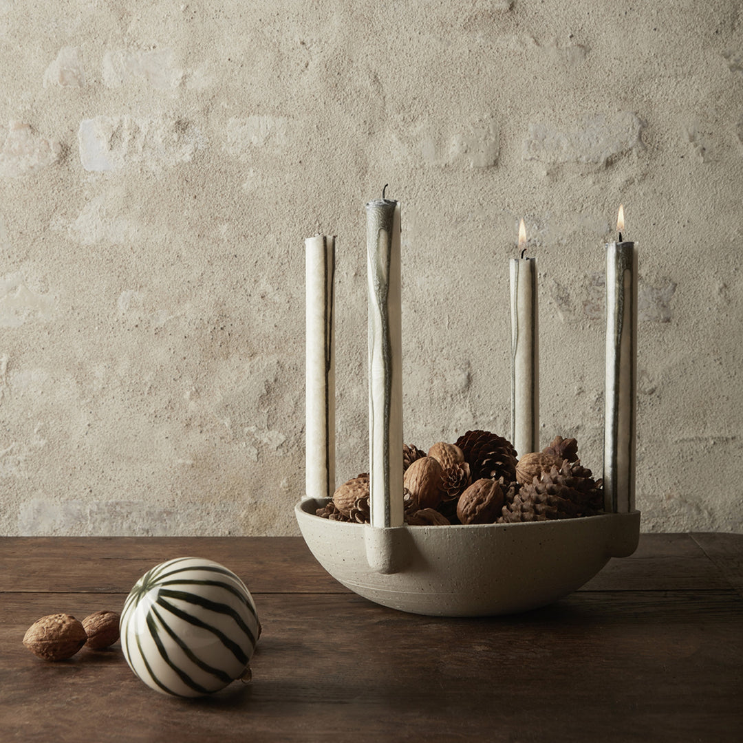 Bowl Candle Holder, Large, Light Grey