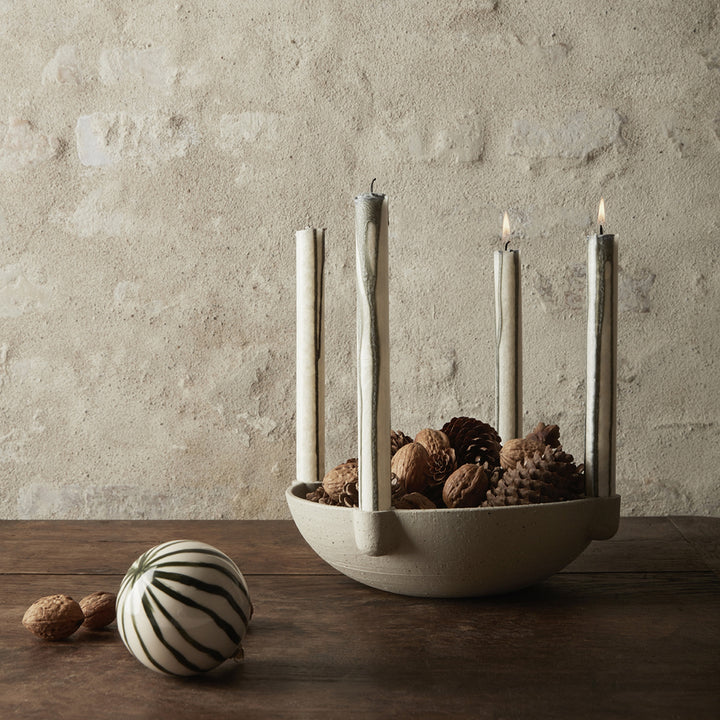 Bowl Candle Holder, Large, Light Grey