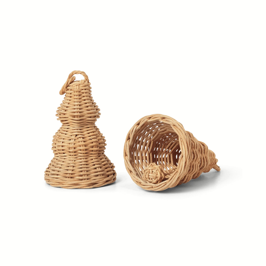 Braided Bell Baubles - Set of 2 - Natural