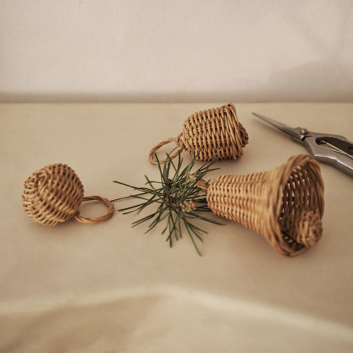 Braided Bell Baubles - Set of 3 - Natural