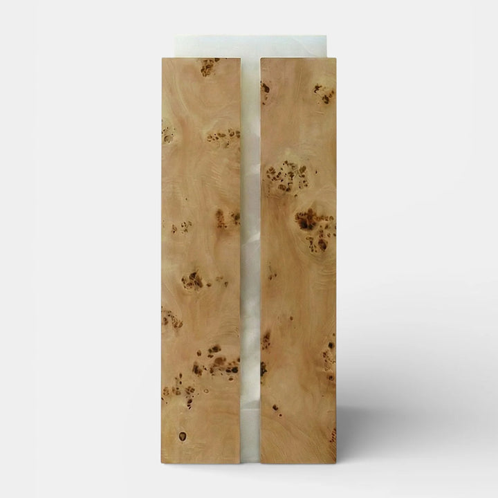 Como White Onyx and Burl Wood Plinth
