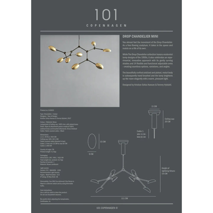 Drop Chandelier, Mini - UL