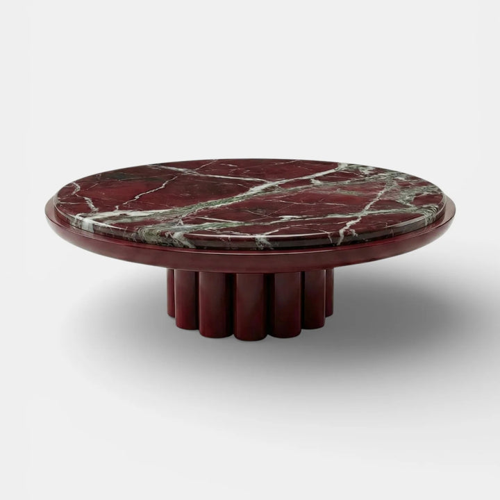 Edoni Bordeaux Lacquered and Rosso Levanto Marble Coffee Table