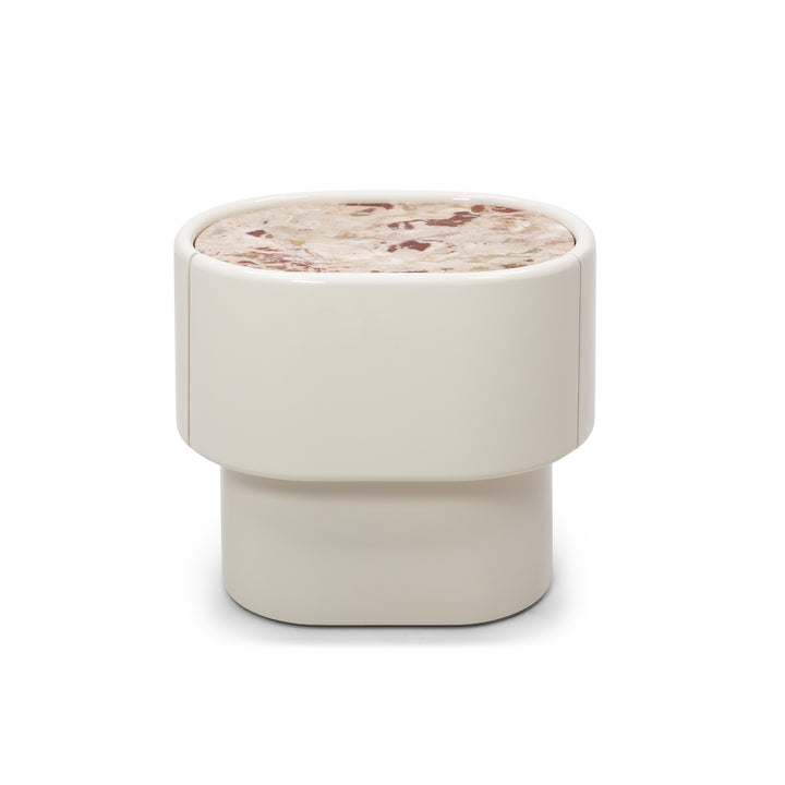 Maris End Table - Ecru White / Italian Aurara Marble