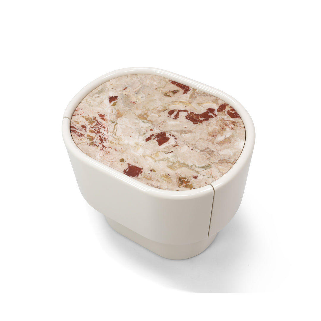 Maris End Table - Ecru White / Italian Aurara Marble