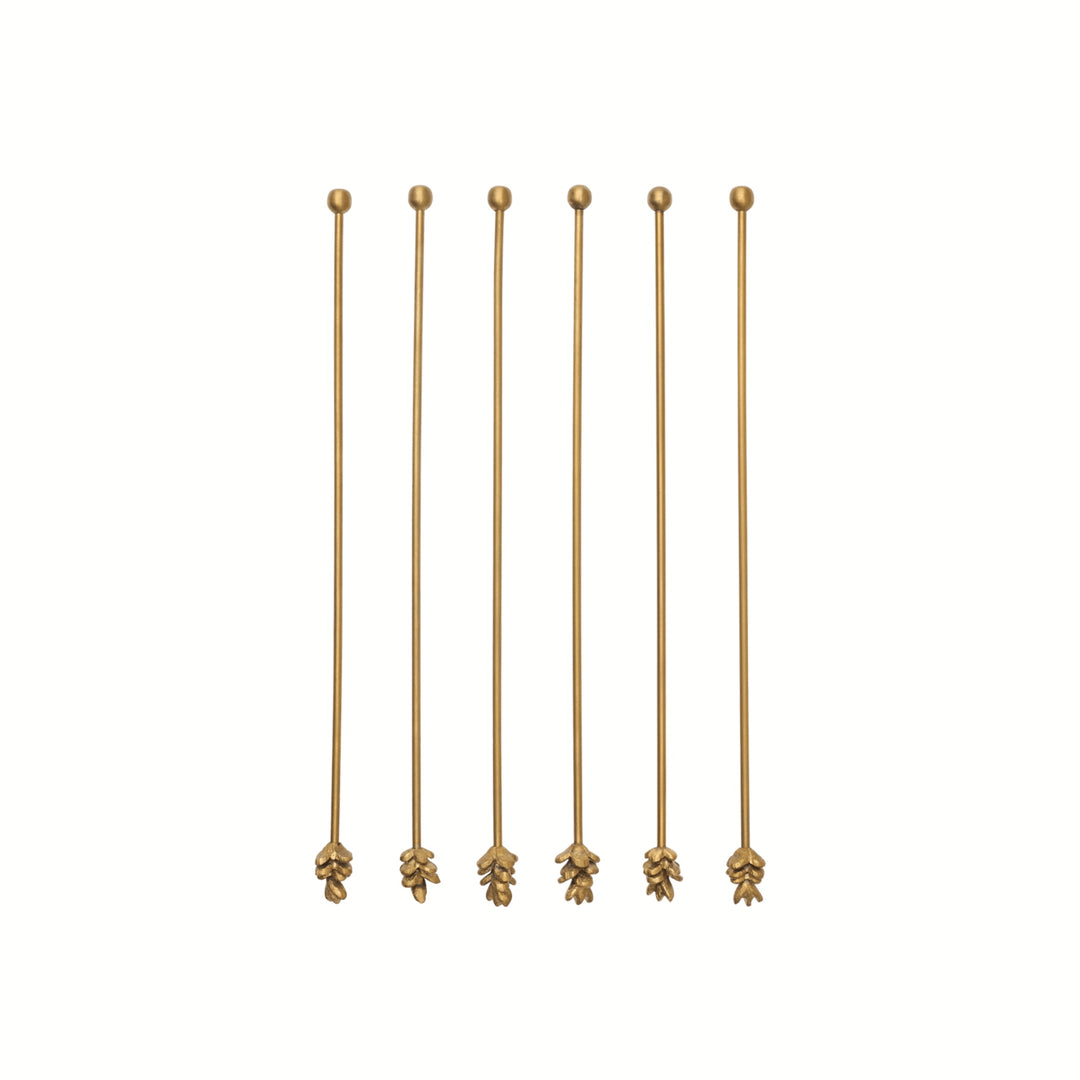 Forest Stir Sticks - Long - Set of 6 - Brass