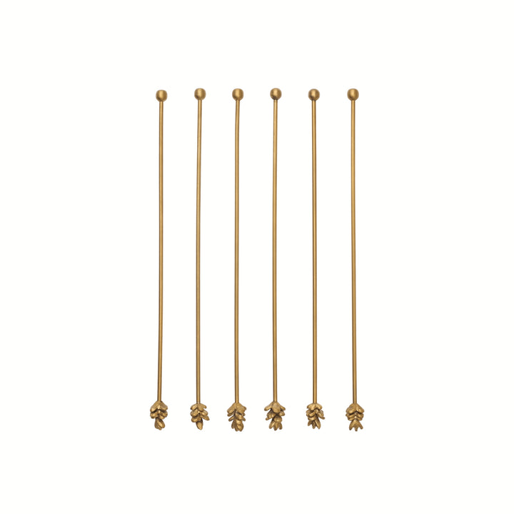 Forest Stir Sticks - Long - Set of 6 - Brass