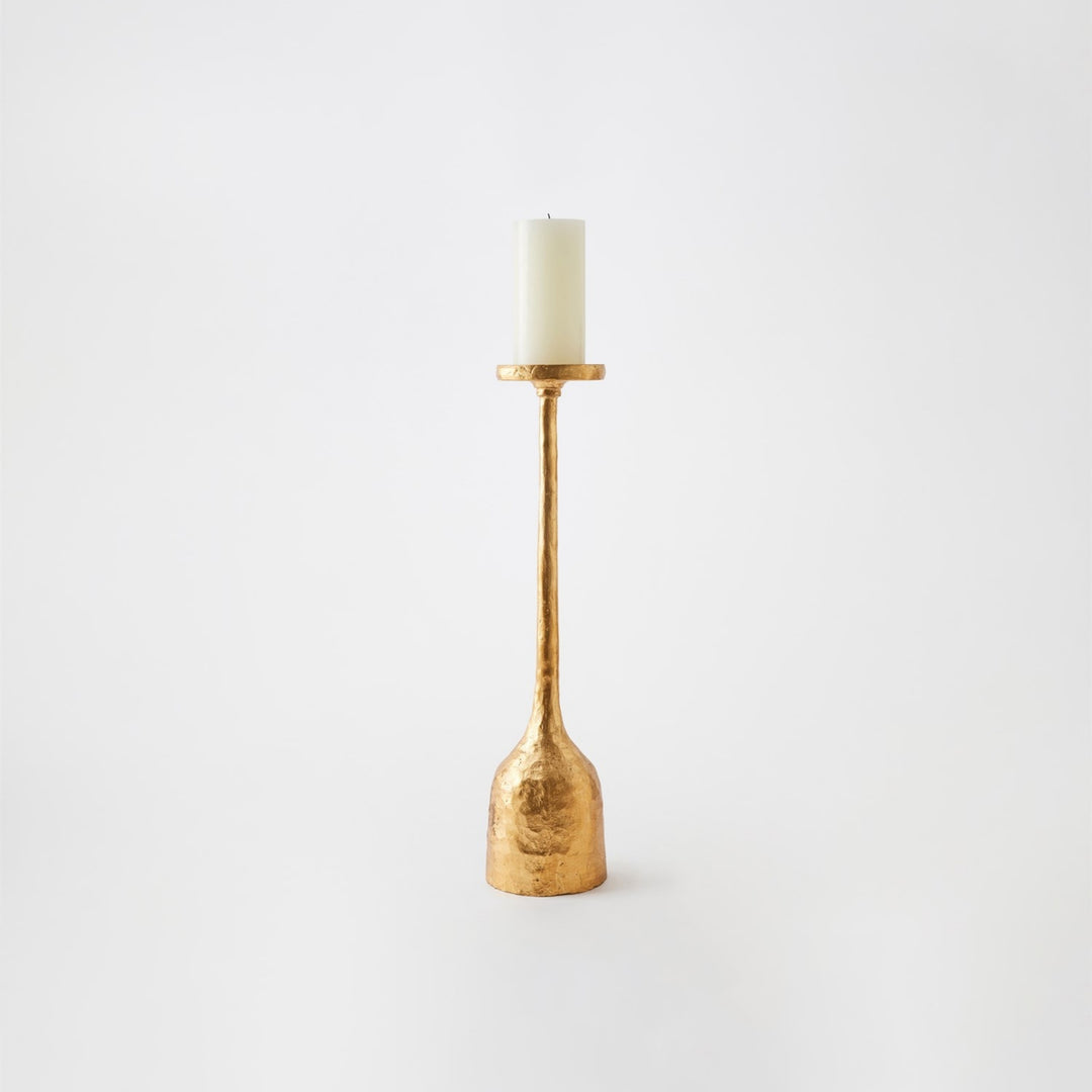 Forged Pillar Candle Holder - Gold Leaf