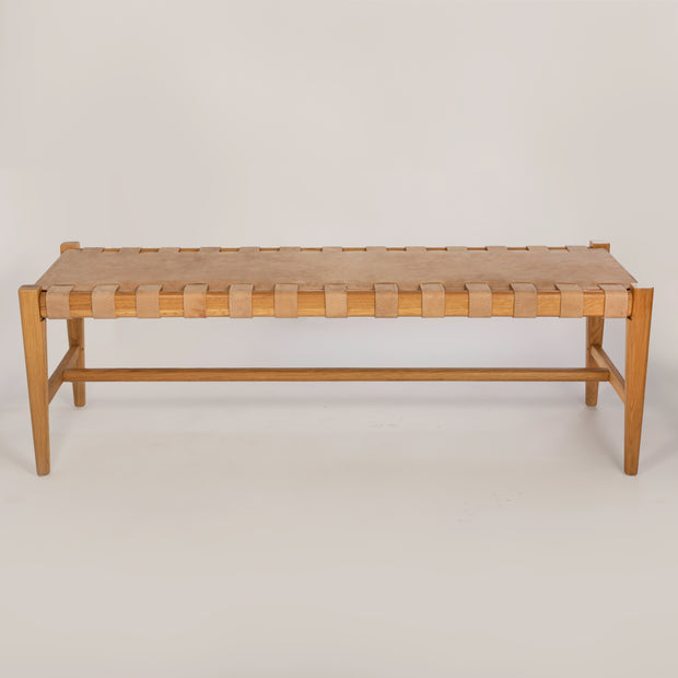 Pismo Leather & Oak Bench