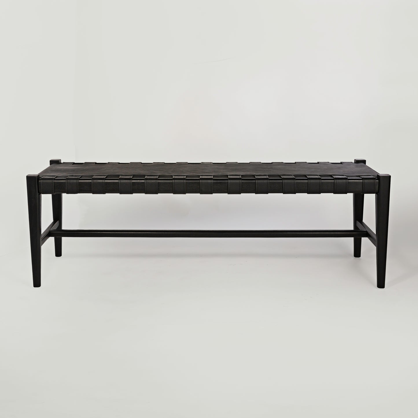 Pismo Leather & Oak Bench