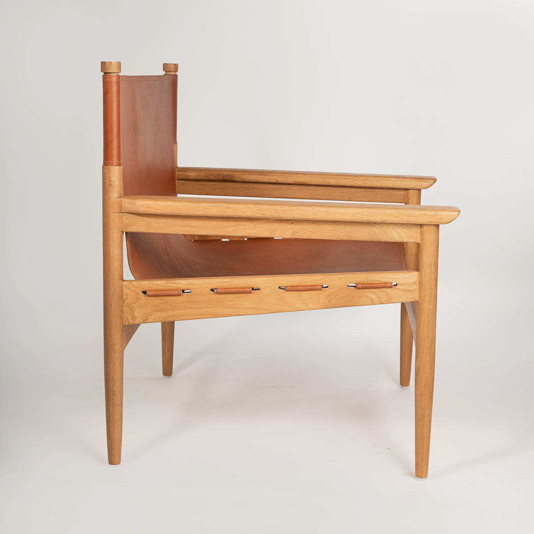 Cambria Leather & Oak Lounge Armchair