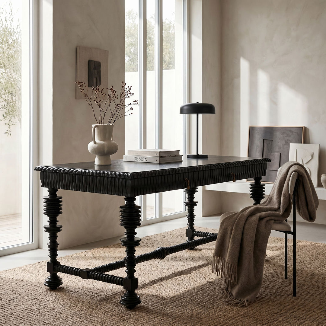 Margot Desk, Small (60"), Hand Rubbed Black