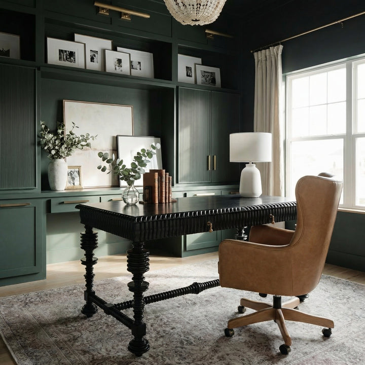 Margot Desk, Small (60"), Hand Rubbed Black