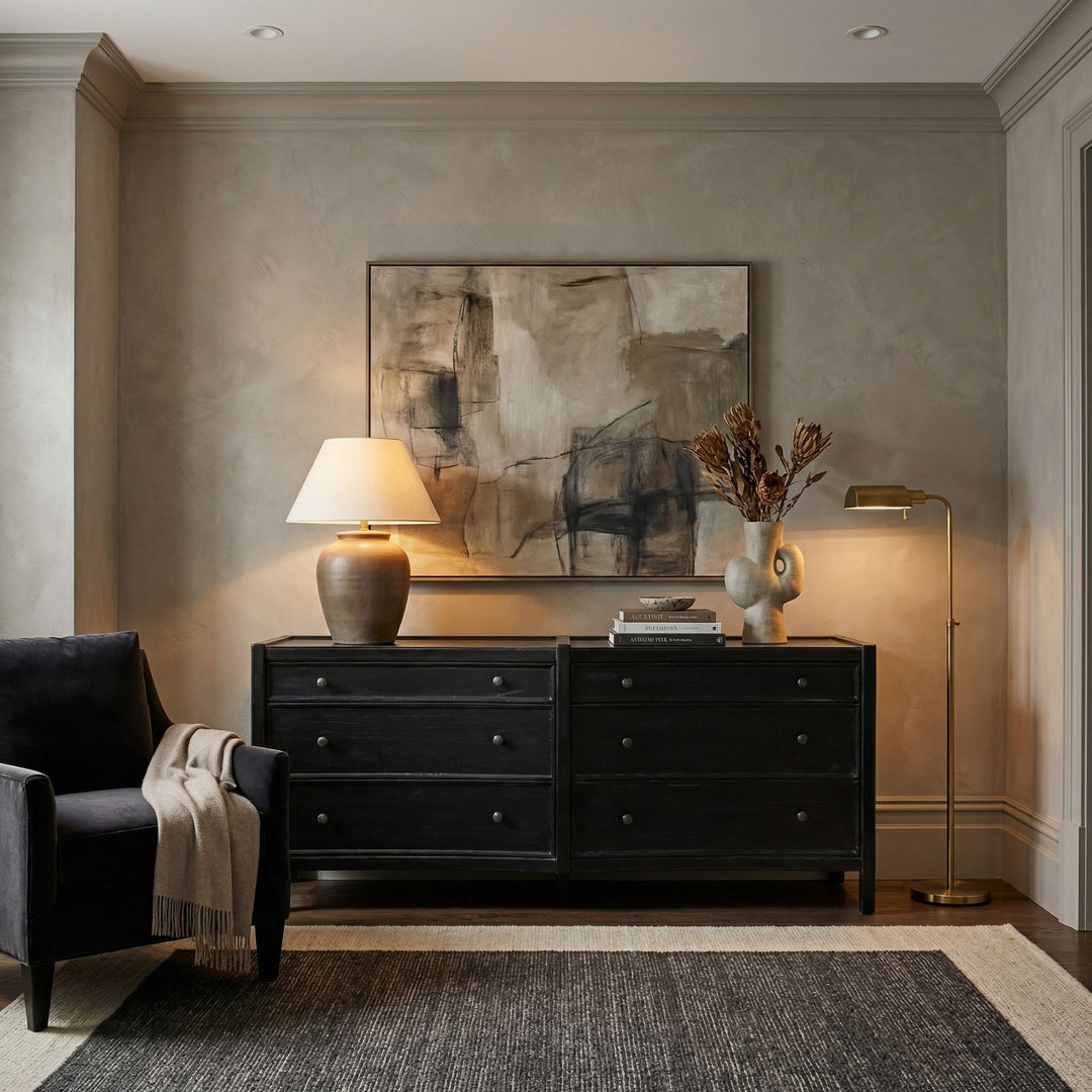 Kamila 6 Drawer Dresser, Hand Rubbed Black