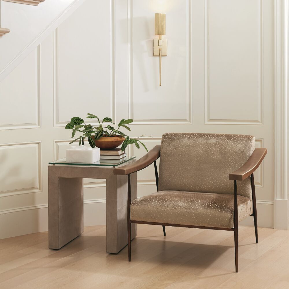 L Brooks Fabric/Leather Chair - Bronze